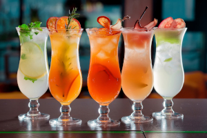 Cocktails and soft drinks