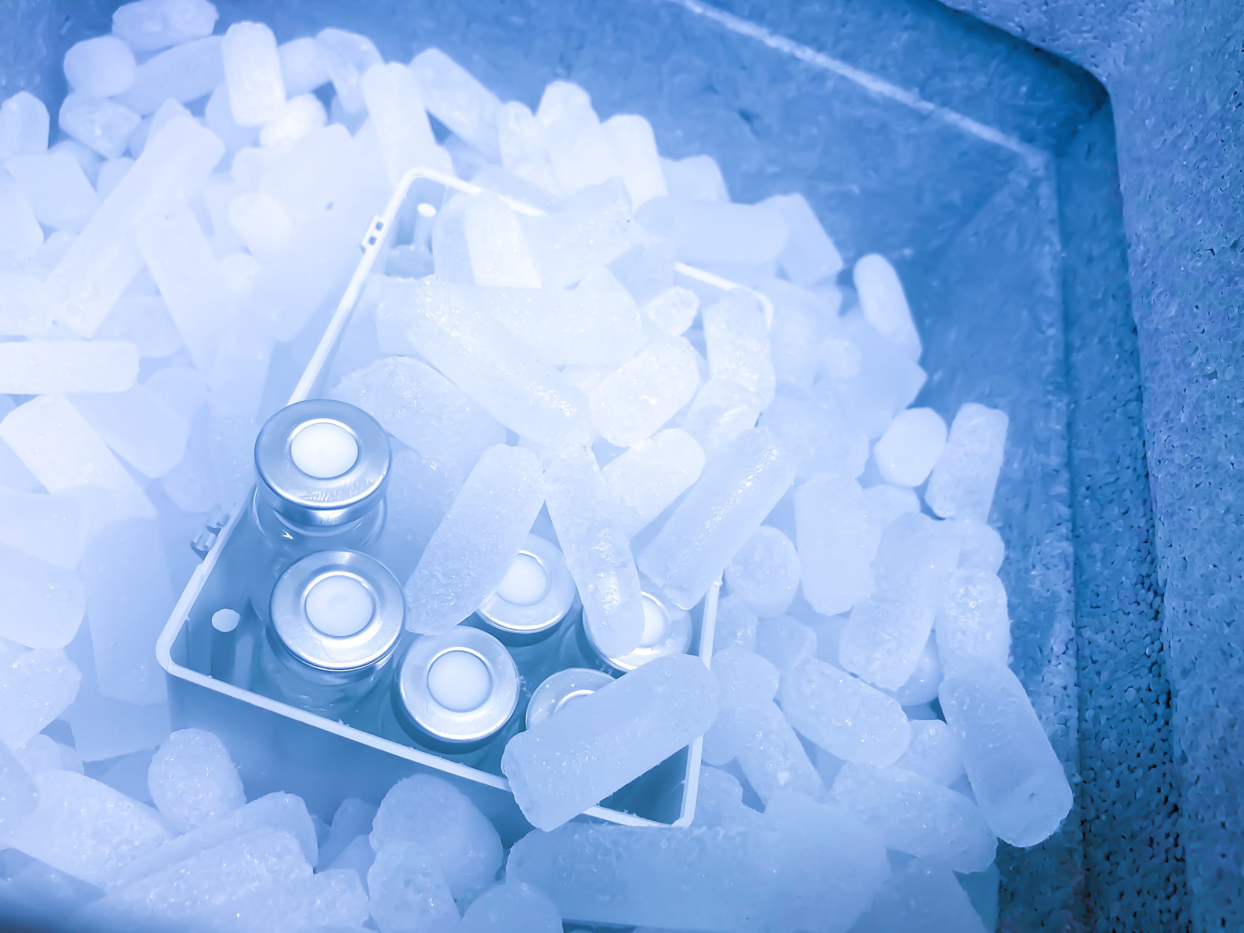 medical samples packed in dry ice